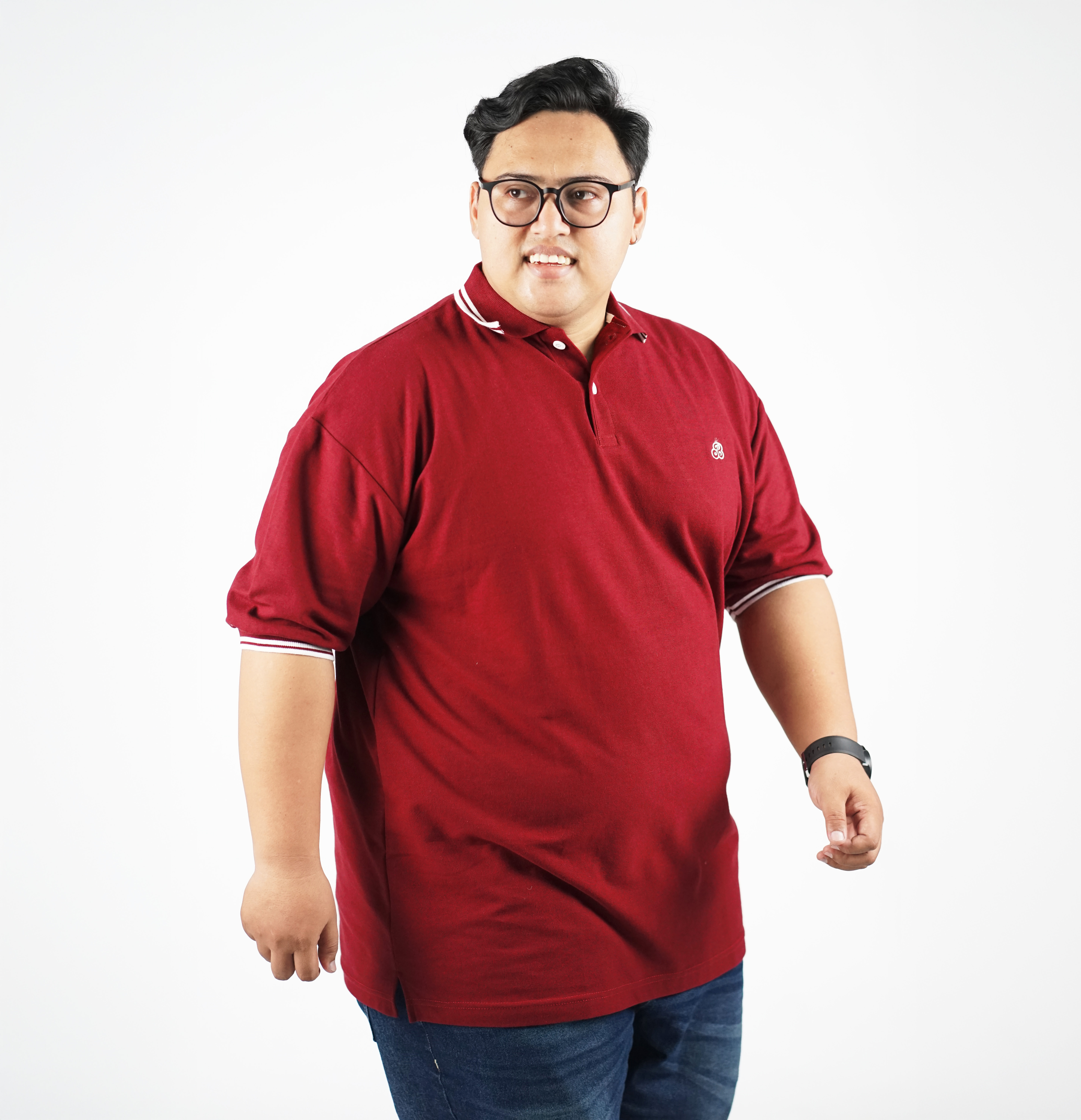 MARONE - POLO SHIRT MAROON LIST PUTIH 3