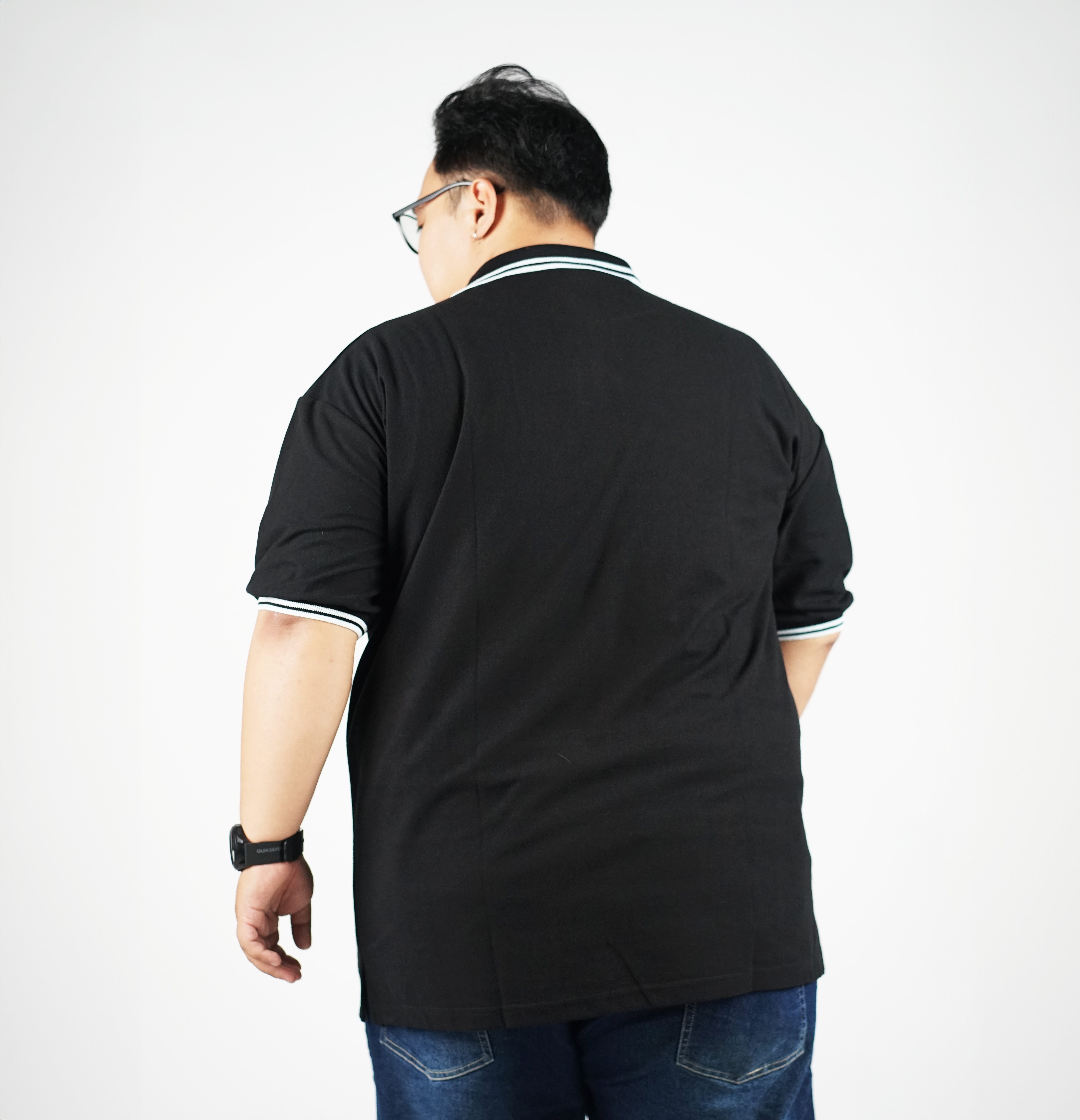 BLACKLIST - POLO SHIRT HITAM LIST PUTIH 2