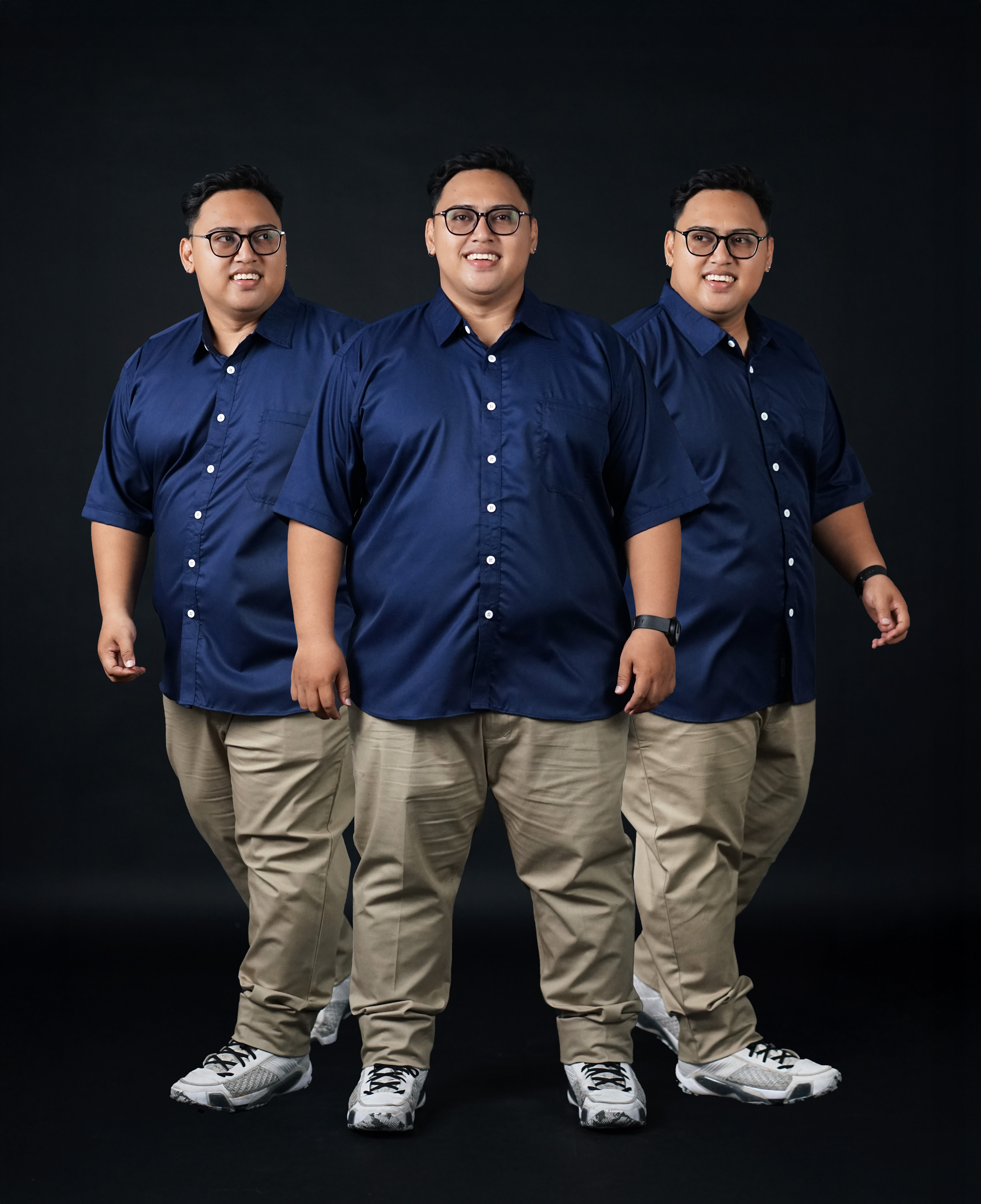 Kemeja Pria Big Size Polos Navy Lengan Pendek Ukuran Jumbo 3XL-8XL - BigJordan 2