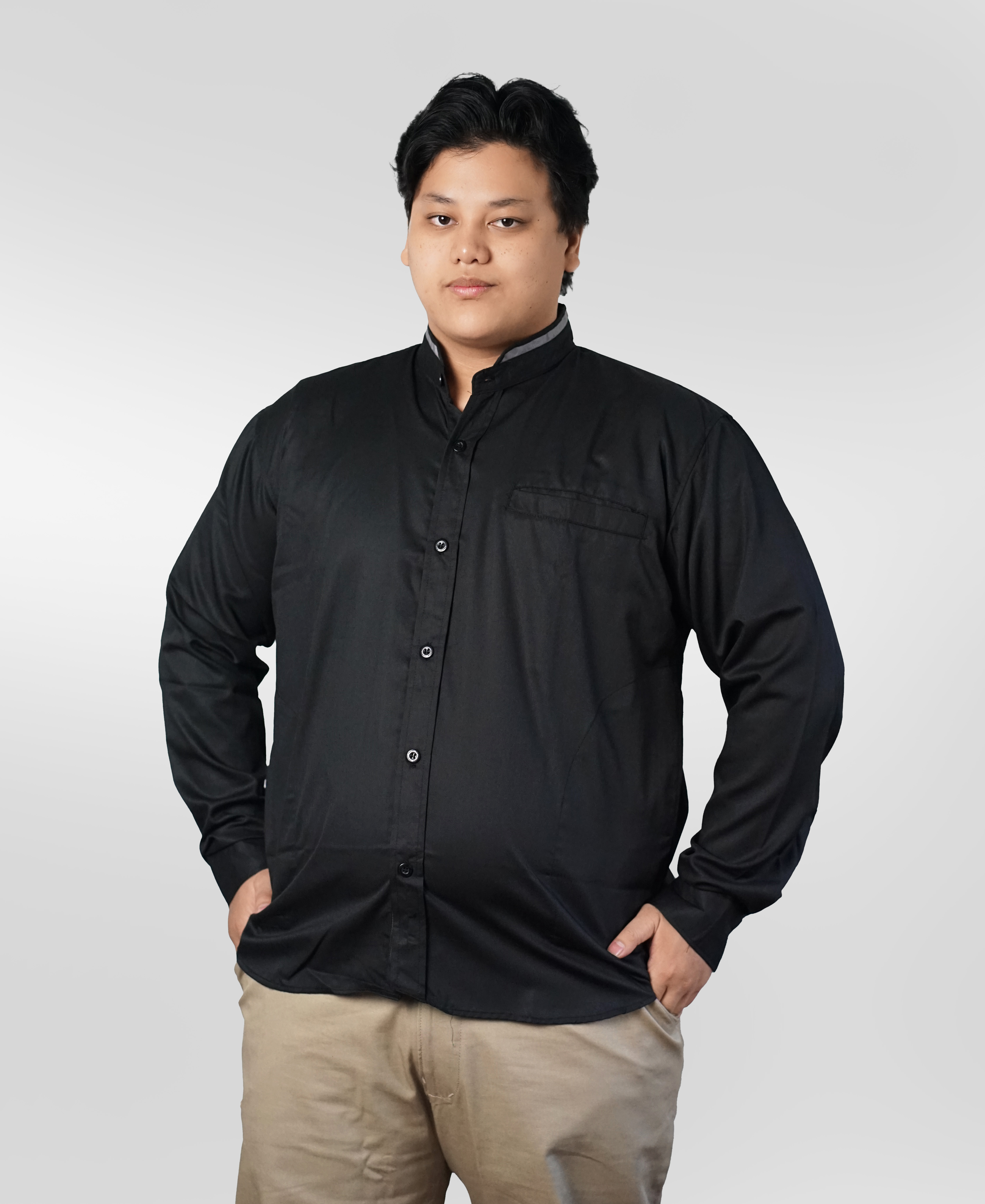 GAZZA HITAM - KEMEJA KOKO LENGAN PANJANG