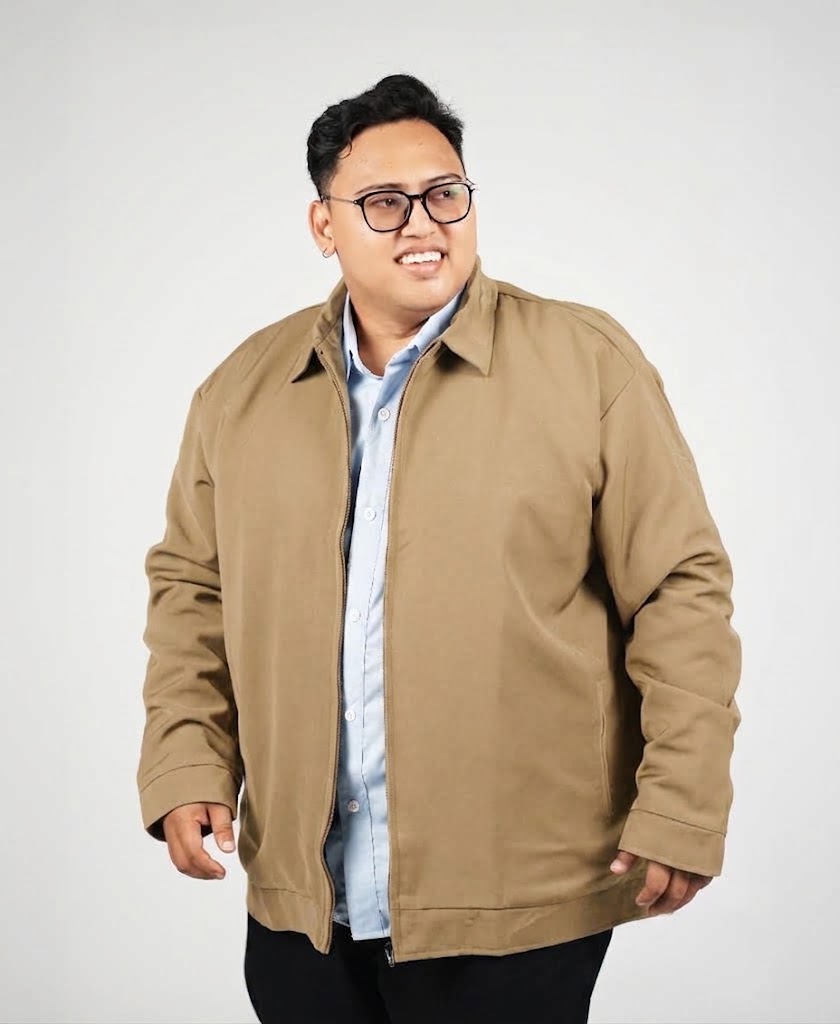 Jaket Semi Jas Big Size Khaki BigJordan - Bahan High Twist Premium (3XL - 5XL)