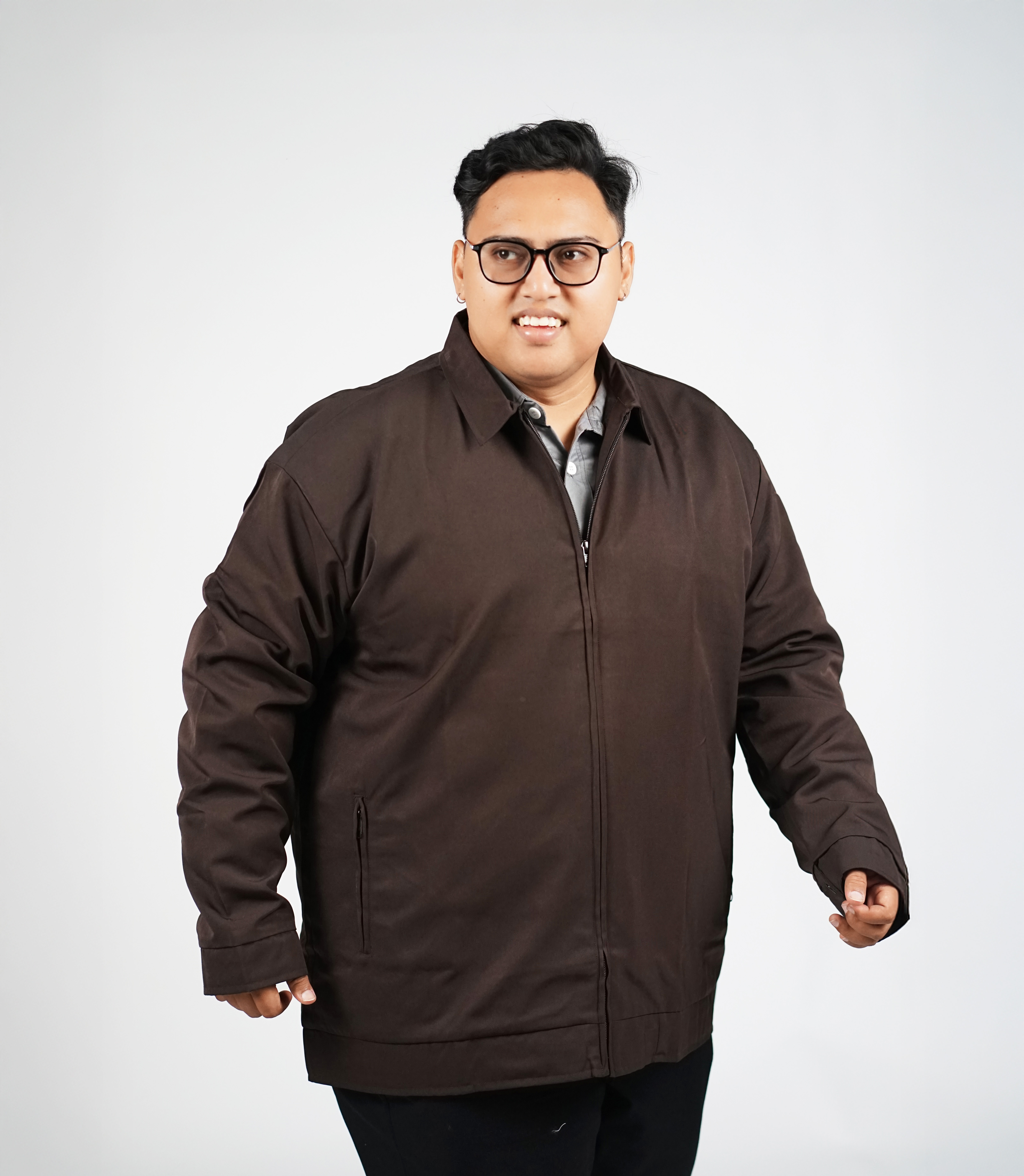 Jaket Semi Jas Big Size Cokelat BigJordan - Bahan High Twist Premium (6XL - 8XL)