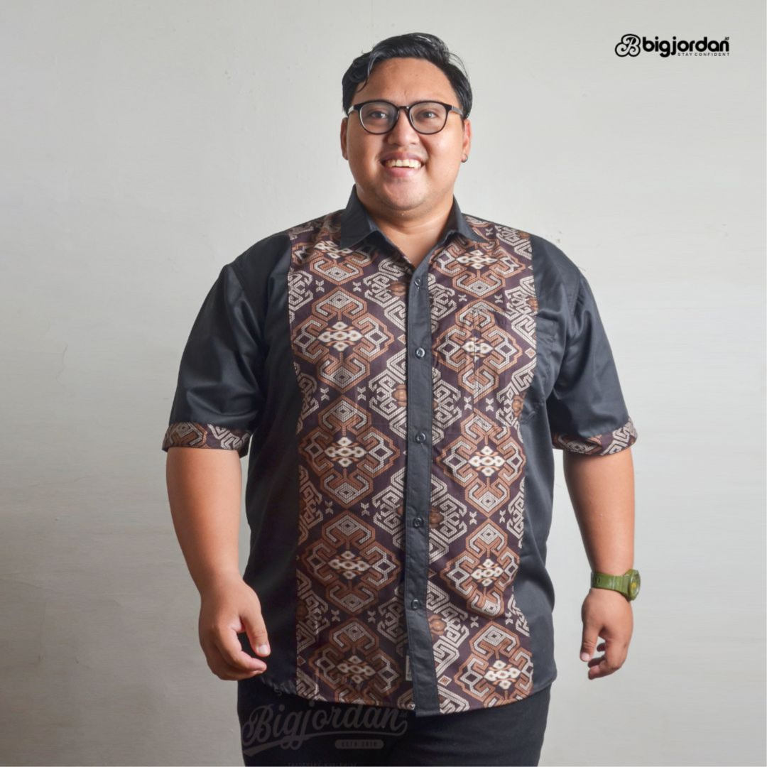 VICTORIA - KEMEJA BATIK KOMBINASI KATUN HITAM