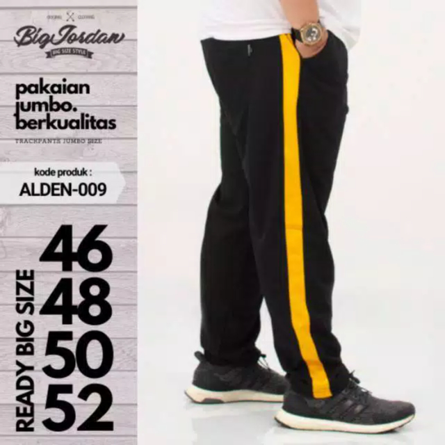 TRACKPANTS HITAM KUNING BIG SIZE 46 48 50 52