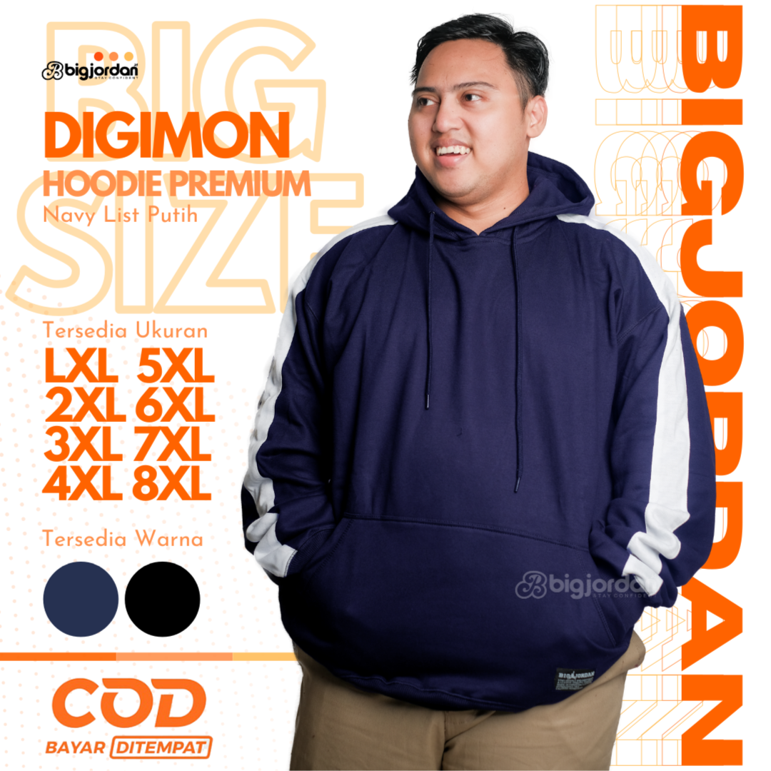 HOODIE NAVY LIST PUTIH
