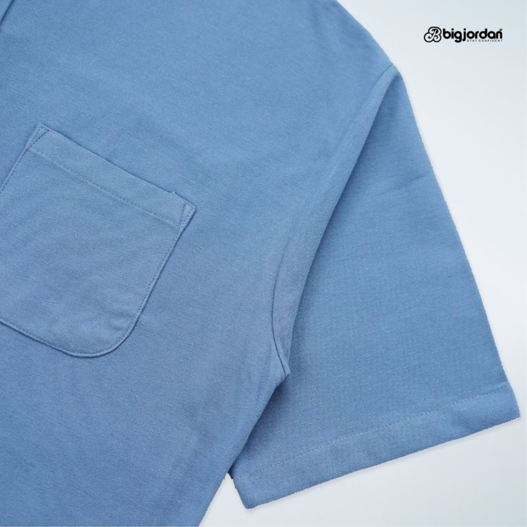 ASAUKI - KEMEJA PIQUE PENDEK BIRU MUDA 3