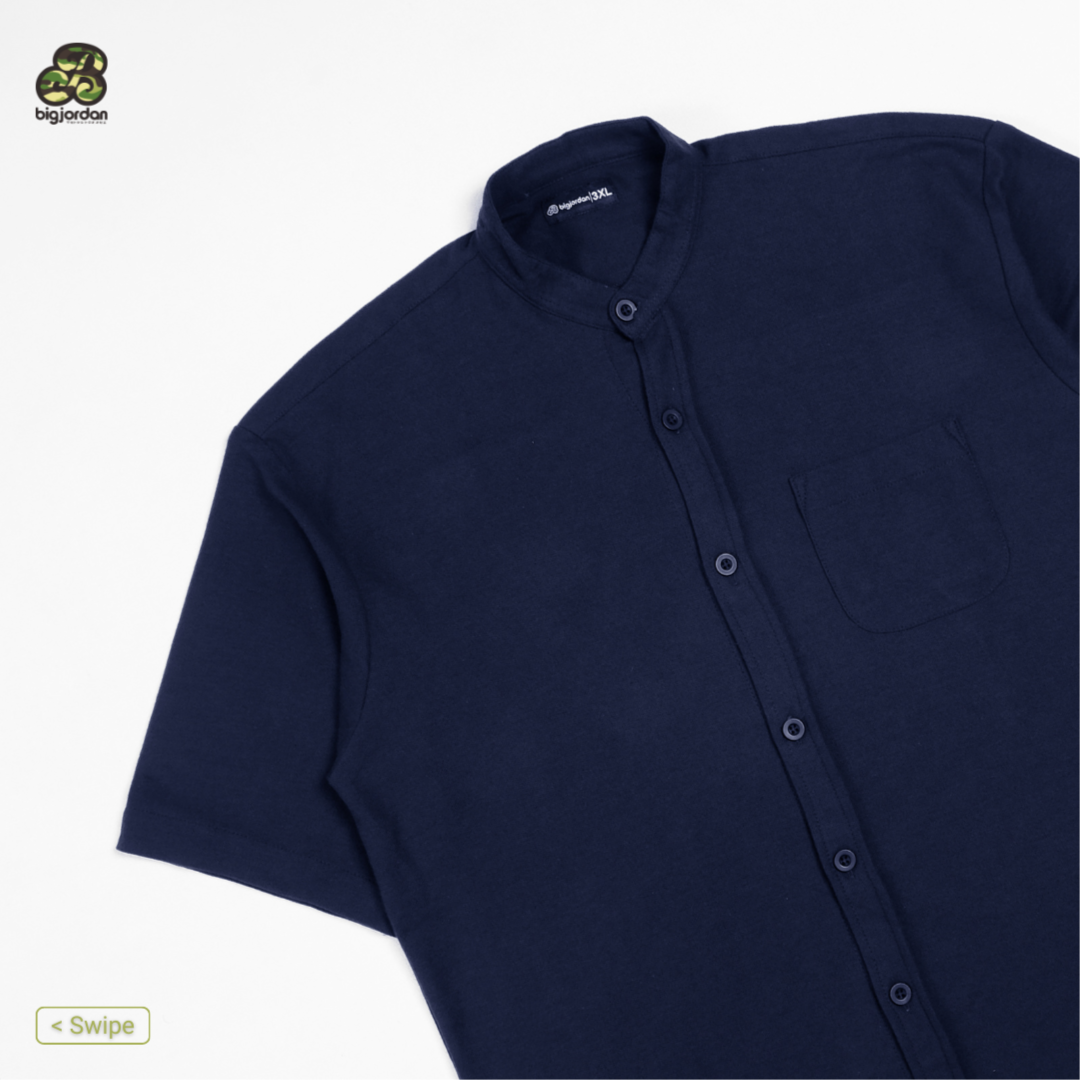 ASAUKI - KEMEJA PIQUE PENDEK NAVY 3