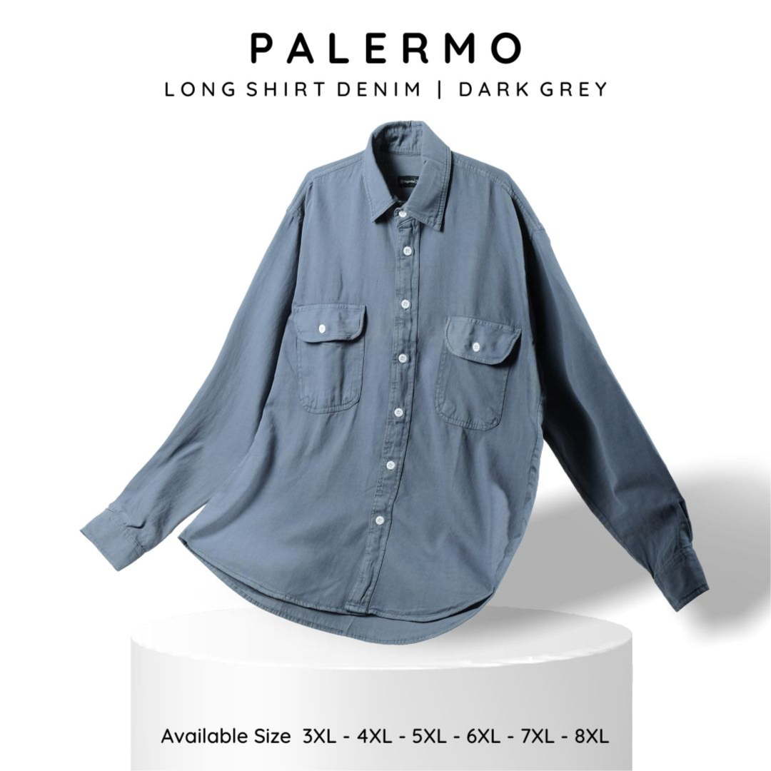 PALERMO - KEMEJA JEANS LENGAN PANJANG ABU TUA