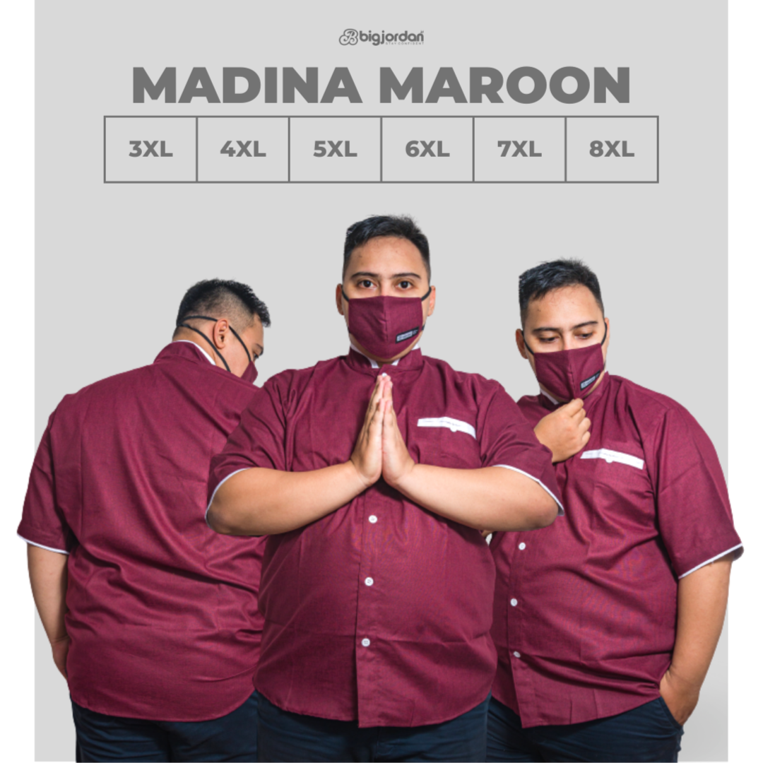 KEMEJA KOKO MADINA MAROON 3XL 4XL 5XL 6XL 7XL 8XL