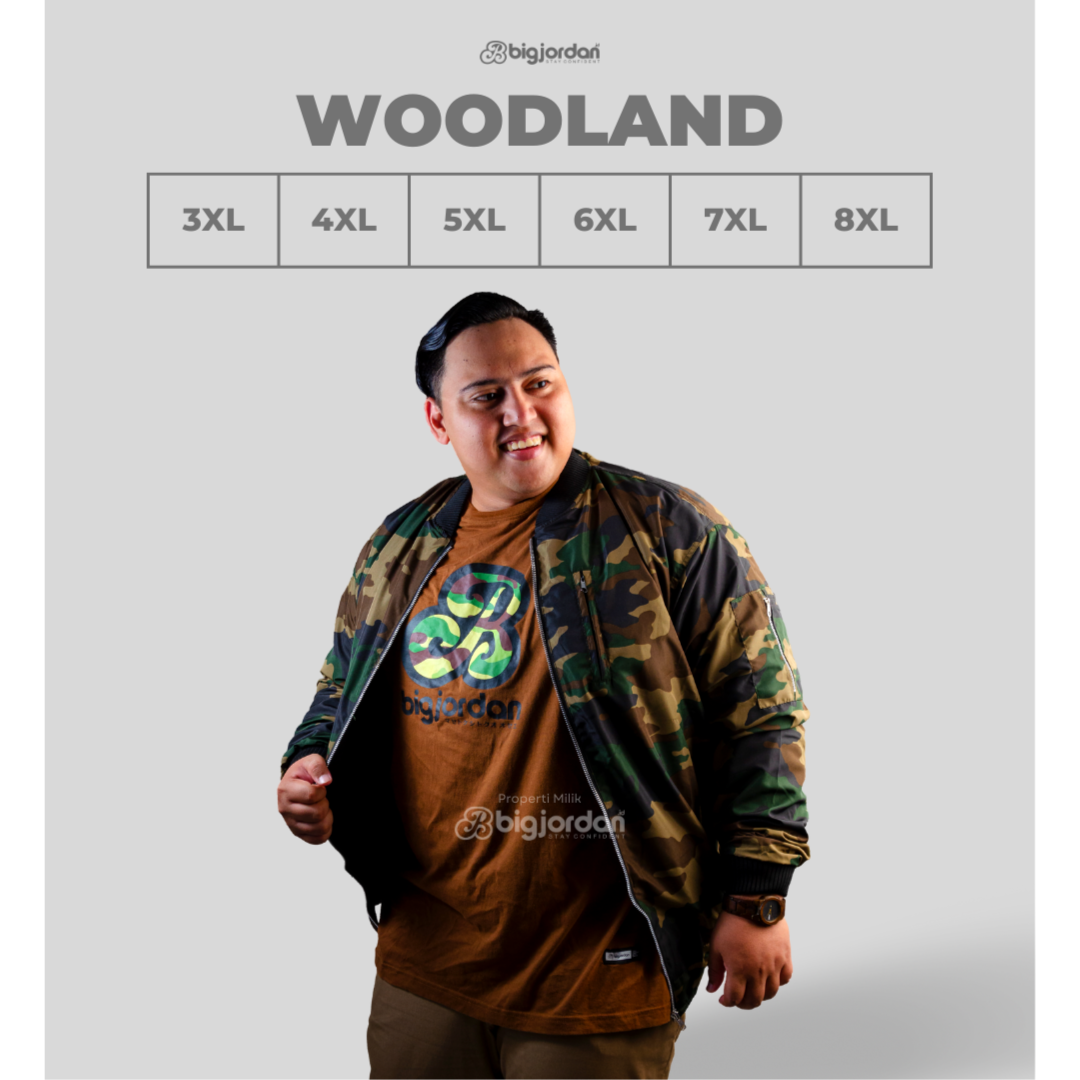 WOODLAND CAMOUFLAGE - JAKET BOMBER ARMY HIJAU 2