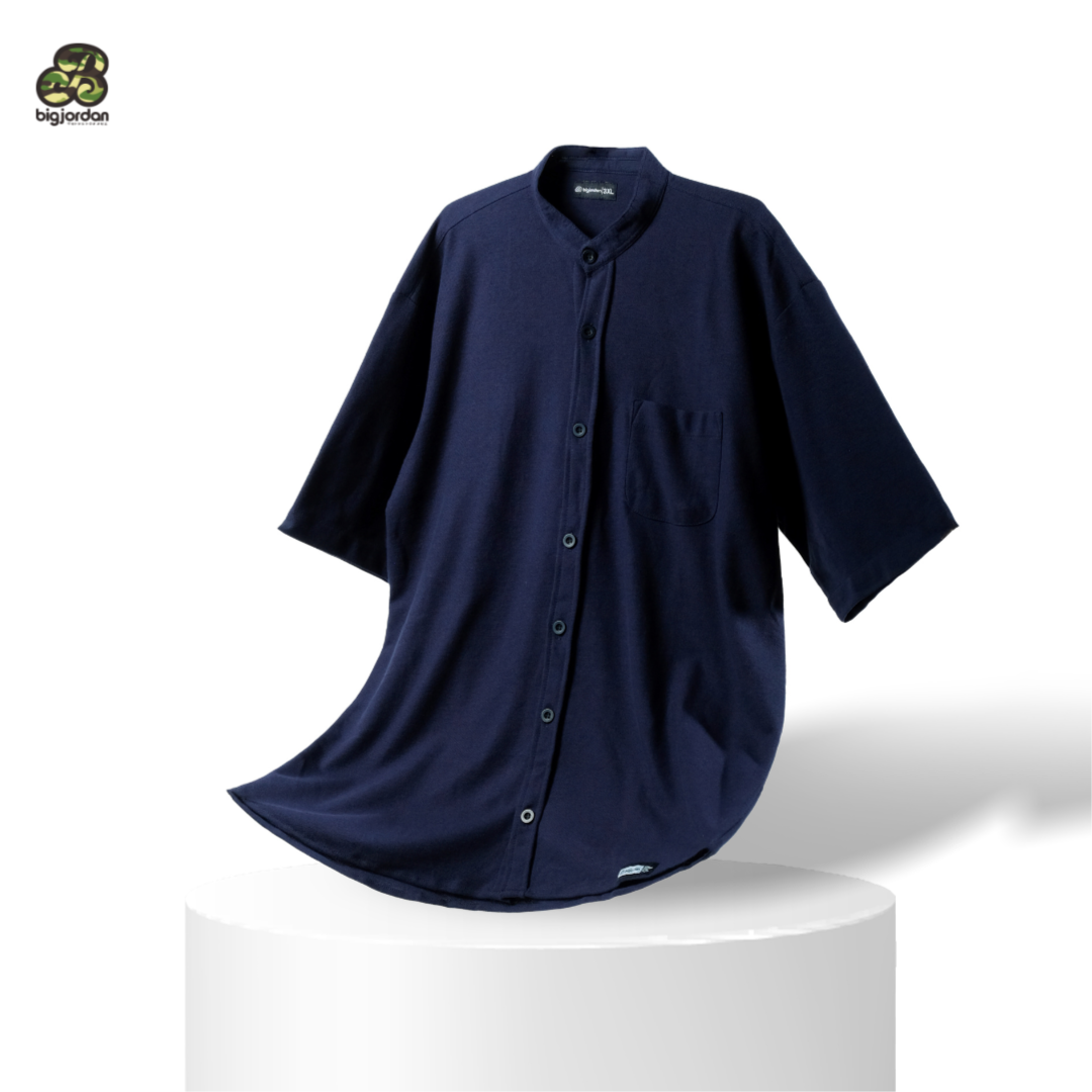ASAUKI - KEMEJA PIQUE PENDEK NAVY UKURAN NORMAL