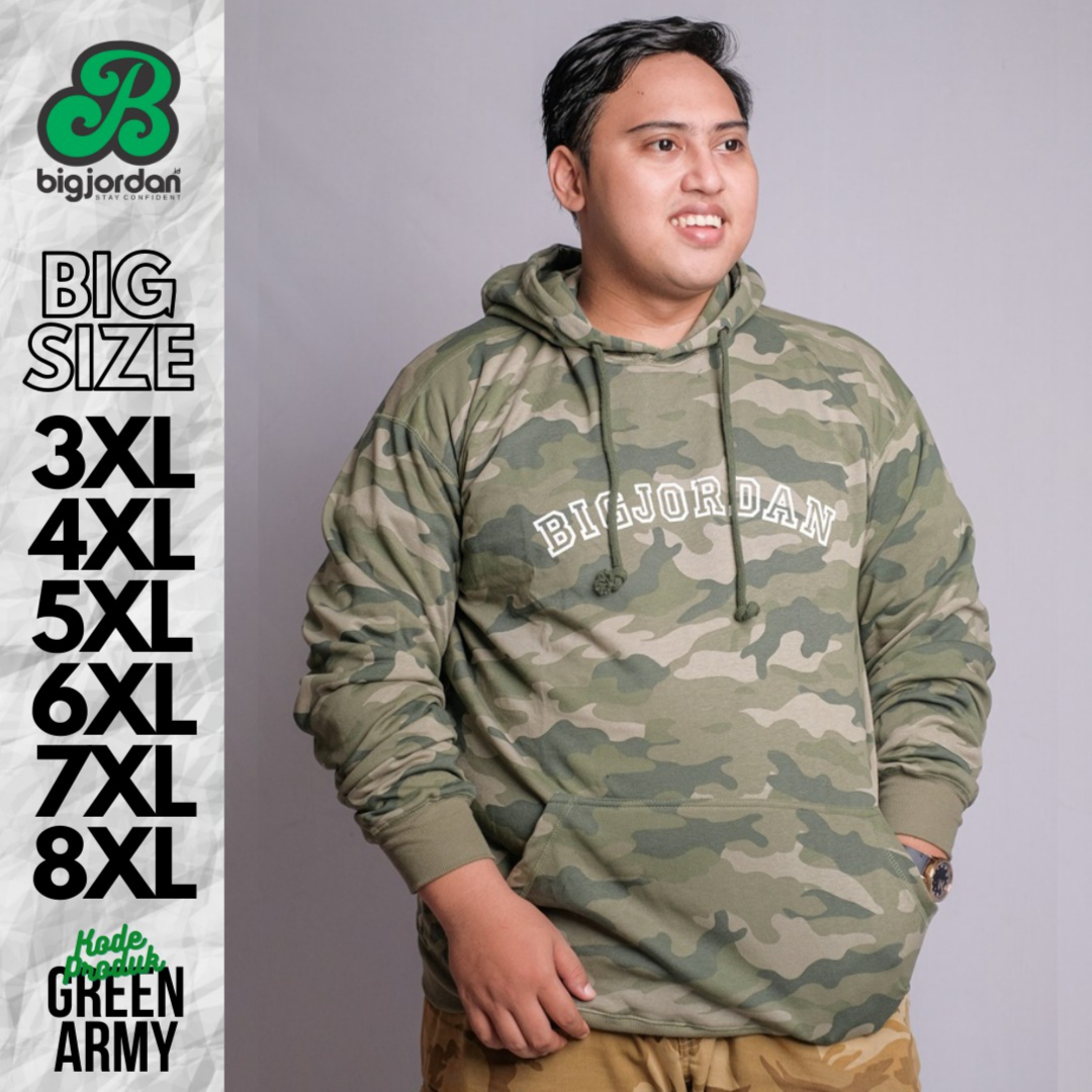 SWEATER HOODIE ARMY HIJAU MUDA BIG JORDAN