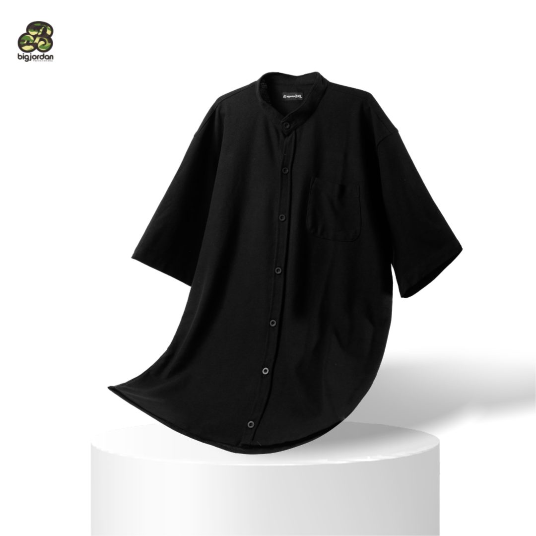 ASAUKI - KEMEJA PIQUE PENDEK HITAM UKURAN NORMAL