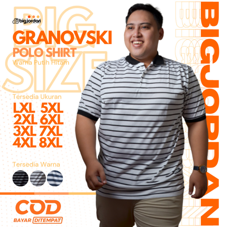 GRANOVSKI POLO SHIRT SALUR PUTIH HITAM