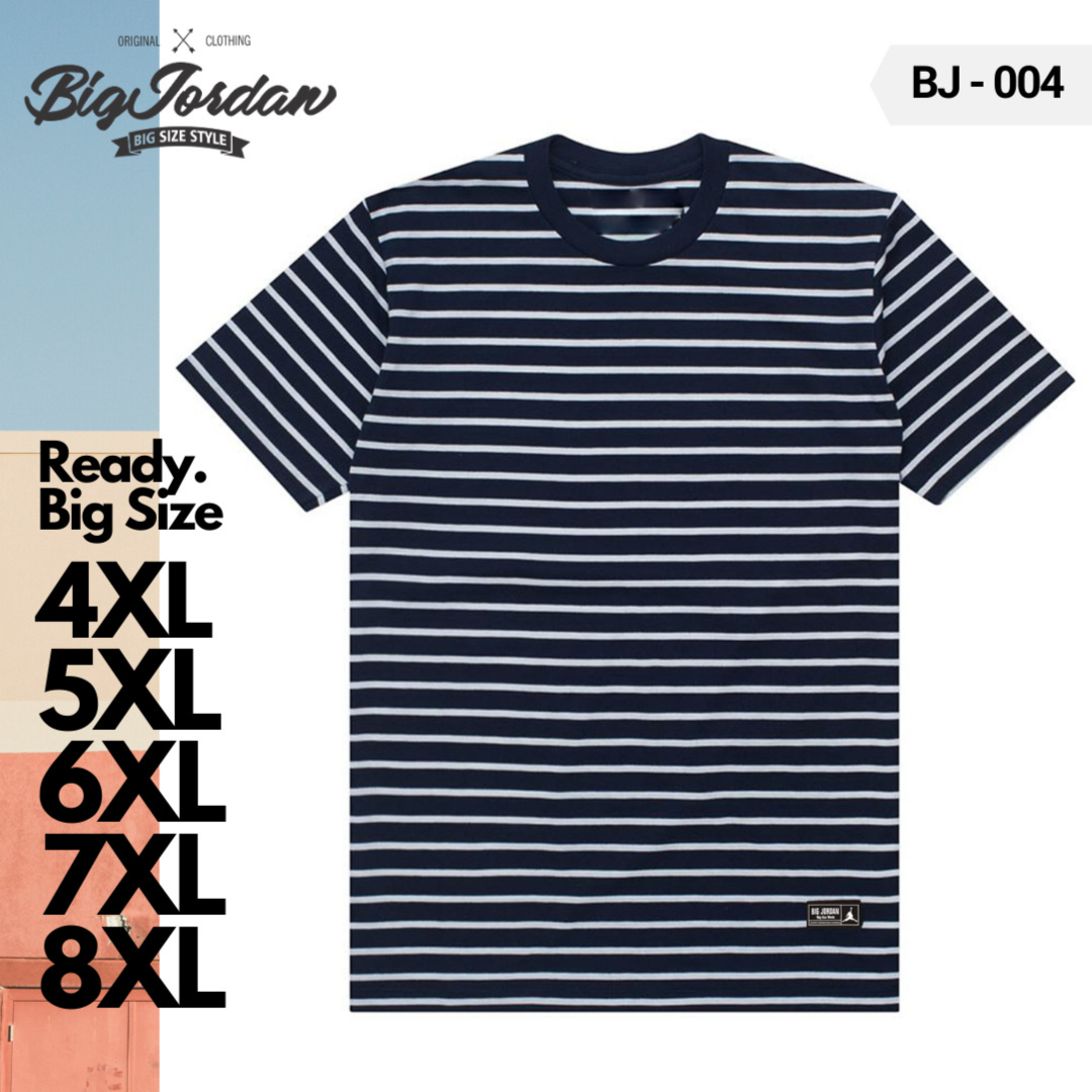 KAOS SALUR GARIS 4XL 5XL 6XL 7XL 8XL - NAVY PUTIH