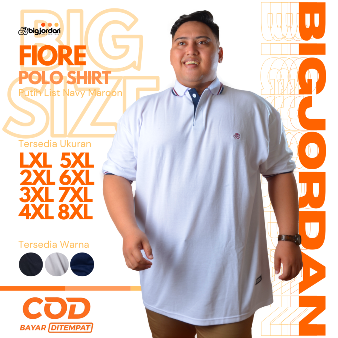 FIORE - POLO SHIRT PUTIH LIST MAROON NAVY