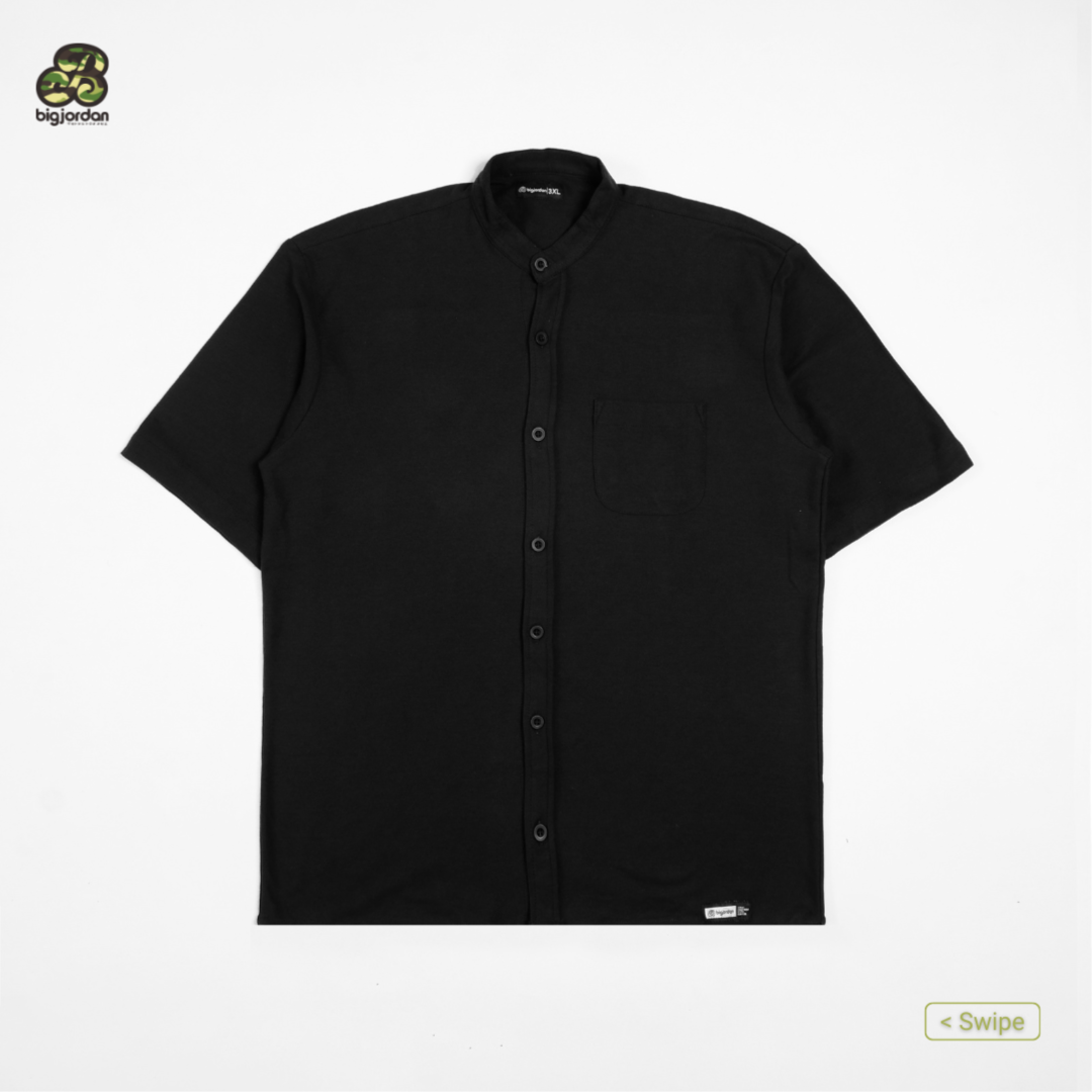 ASAUKI - KEMEJA PIQUE PENDEK HITAM
