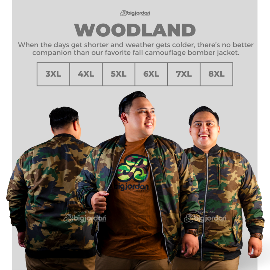 WOODLAND CAMOUFLAGE - JAKET BOMBER ARMY HIJAU