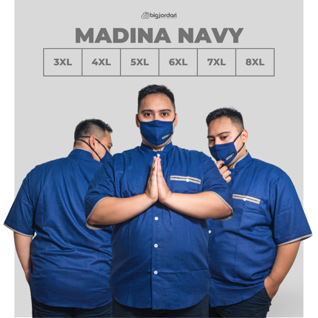 KEMEJA KOKO MADINA NAVY 3XL 4XL 5XL 6XL 7XL 8XL