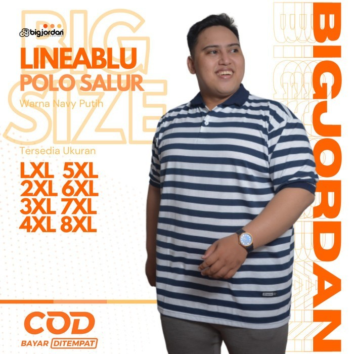 LINEABLU POLO SHIRT SALUR NAVY PUTIH