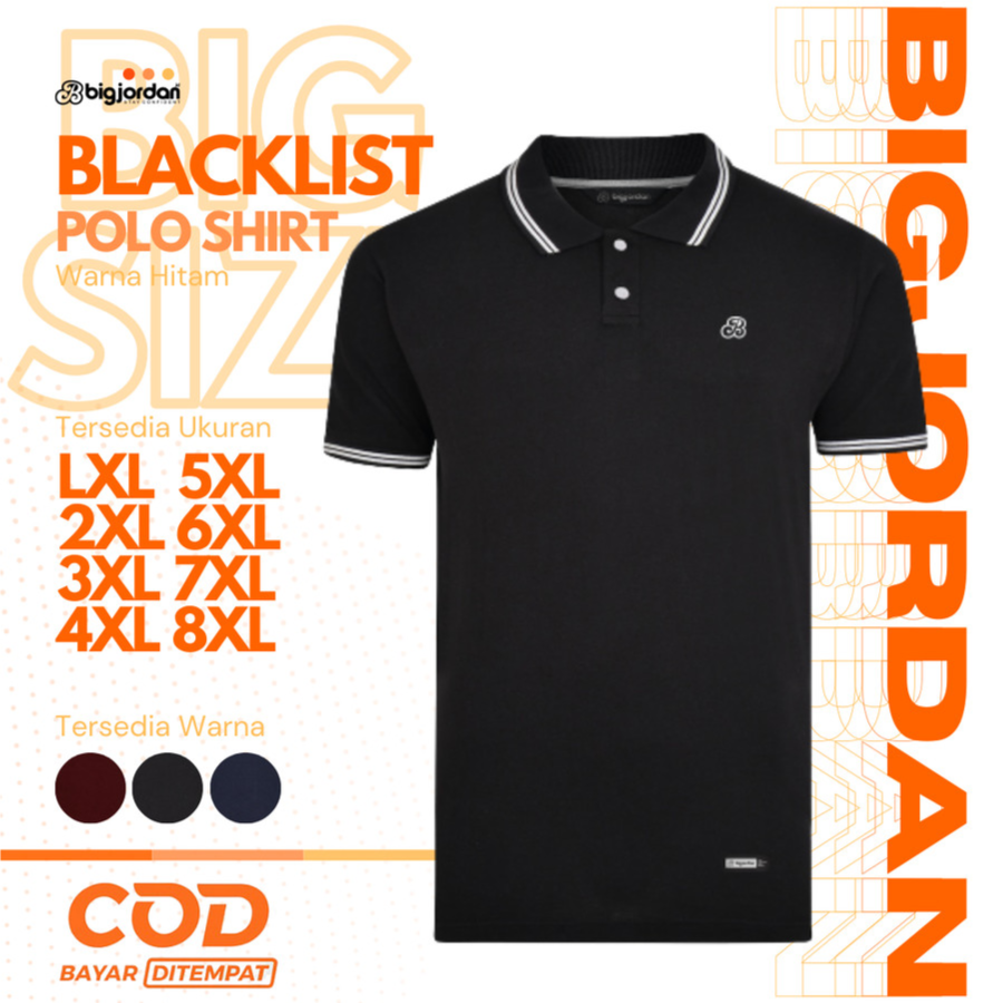 BLACKLIST - POLO SHIRT HITAM LIST PUTIH