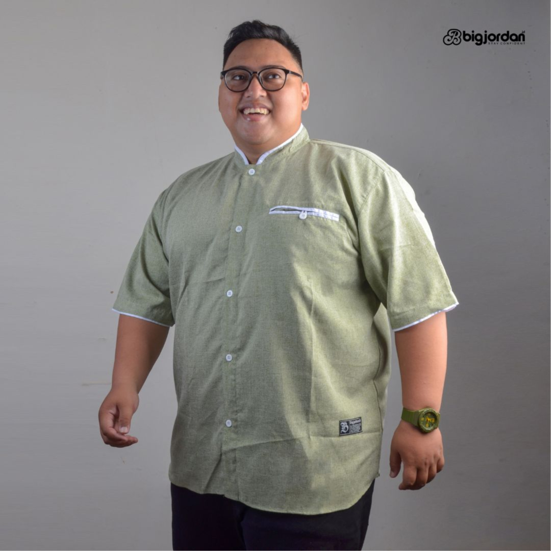 KEMEJA KOKO MADINA HIJAU SAGE 3XL 4XL 5XL 6XL 7XL 8XL