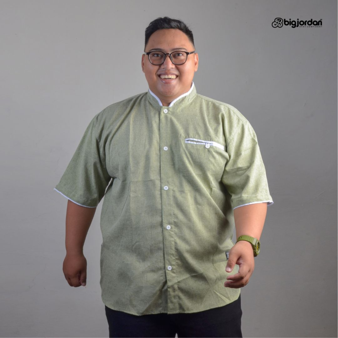 KEMEJA KOKO MADINA HIJAU SAGE 3XL 4XL 5XL 6XL 7XL 8XL 2