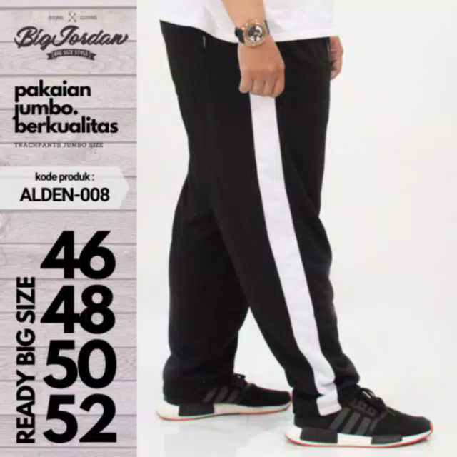 TRACKPANTS HITAM PUTIH BIG SIZE 46 48 50 52