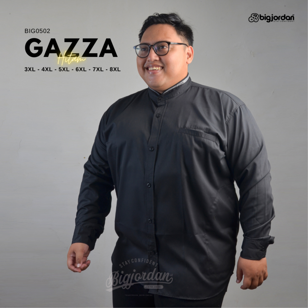GAZZA HITAM - KEMEJA KOKO LENGAN PANJANG