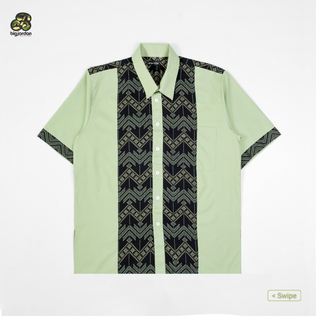 BAKURYU - KEMEJA BATIK PENDEK KOMBINASI KATUN