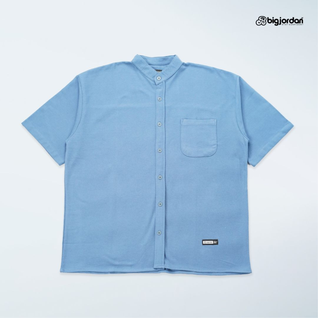 ASAUKI - KEMEJA PIQUE PENDEK BIRU MUDA