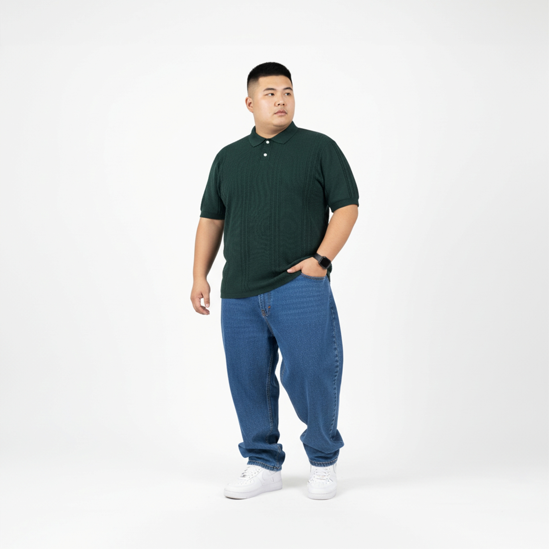 AZZURRO - POLO SHIRT AKRILIK HIJAU TUA 5