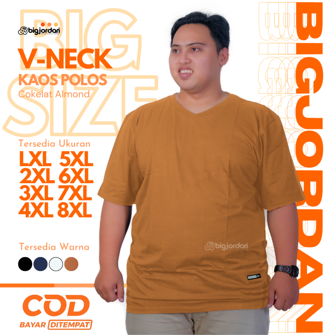 KAOS V-NECK COKELAT ALMOND