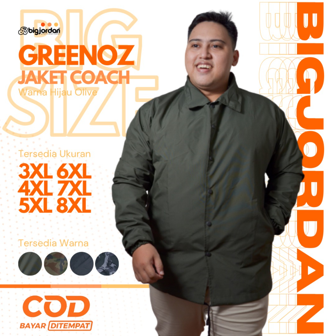 GREENOZ JAKET COACH HIJAU OLIVE 5XL 6XL 7XL 8XL