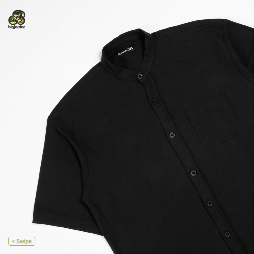 ASAUKI - KEMEJA PIQUE PENDEK HITAM 3