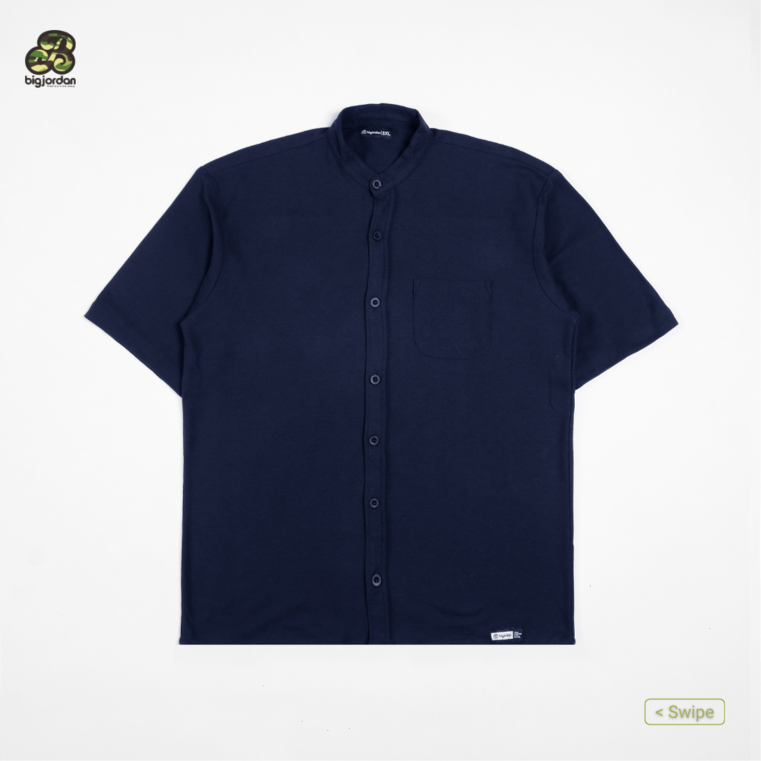 ASAUKI - KEMEJA PIQUE PENDEK NAVY
