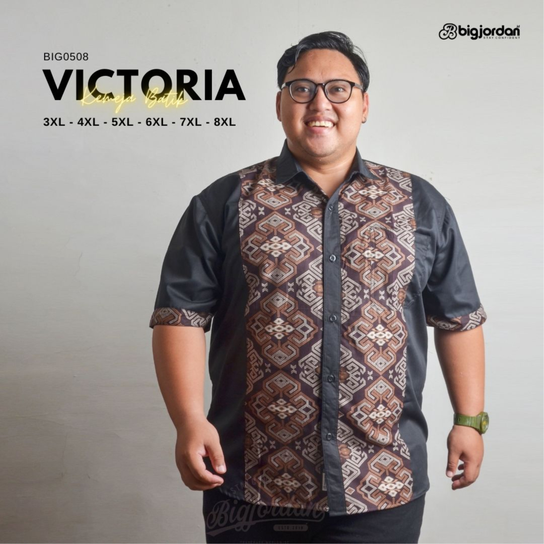 VICTORIA - KEMEJA BATIK KOMBINASI KATUN HITAM 4